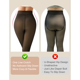 Lecieldusoir Fleece Lined Tights Women Sheer Thermal Pantyhose Winter Fake Faux Translucent Tights Skin Colored Thick Tights