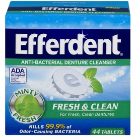 Efferdent Denture Cleanser Tablets, Fresh & Clean, White Minty 44 Count (Pack of 1)