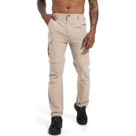 Men's Convertible Hiking Pants Zip Off Lightweight Quick Dry Fishing Camping Travel Safari Outdoor Cargo Pants Light Khaki 36