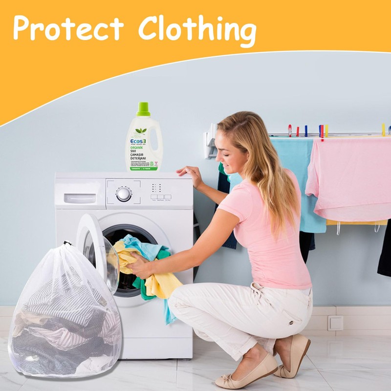 1 Pcs Drawstring Mesh Laundry Bag，Durable Laundry Net Washing Bag