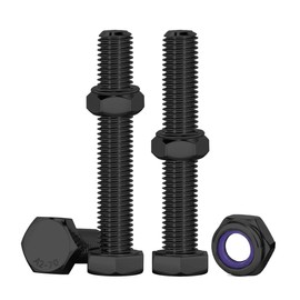 Drenky M6 x 50mm Bolt, 10 Pcs Lock Nuts and Bolts Assortment 304 Stainless Steel M6 Hex Bolts and Nuts Black Machine Screws and Nut for Machinery, Furniture, Car, Bike, Ship, 3D Printing