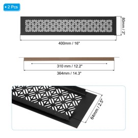 PATIKIL 16 x 3 Inch Door Air Vent Cover, 2 Pcs Heavy Duty Aluminum Grille Ventilation Cover Louvered with Mounting Screws for Cabinet Wardrobe Door, Black
