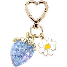 NEUYEE Strawberry Bag Charms Purse Charms for Handbags Cute Strawberry Keychain Key chains Accessories Decor for Women Girls (Light Blue)