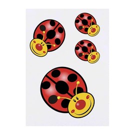 4 x 'Happy Ladybird' Temporary Tattoos - Water Resistant, Skin-Safe, Non-Toxic Transfers, Mixed Sizes (TO00075530)