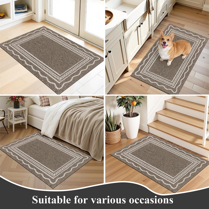 Ileading Indoor Door Mat 2x3ft, Absorbent Dog Muddy Paws Mats,