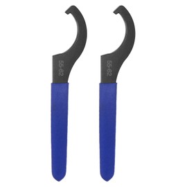 sourcing map 2 Pcs C Hook Spanner Wrench 55-62 Nut Shock Wrench Steel Chuck Nut with Blue Non-Slip Handle for Lathe Clamping