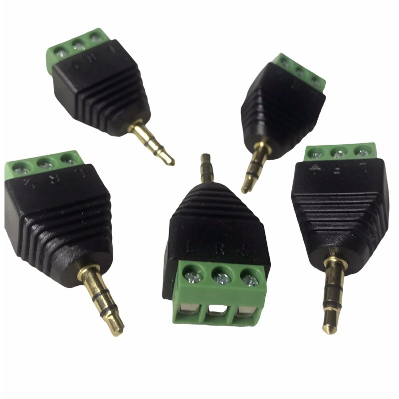 Unbranded 5-PACK 3.5mm 1/8" Stereo Male Plug to AV 3-Screw