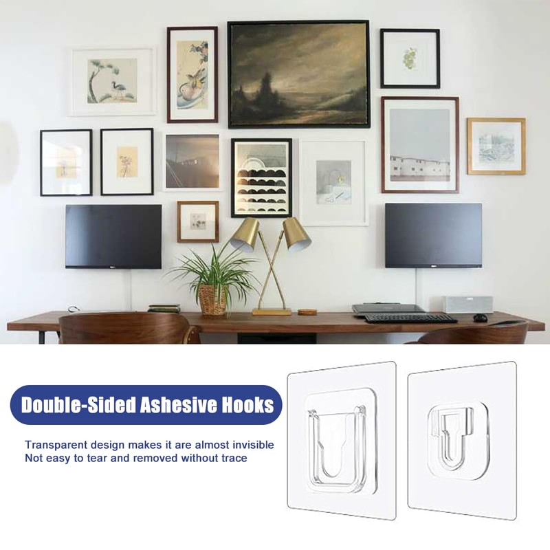 YSKmanhuo Double Sided Adhesive Wall Hooks 20 Pairs Self Adhesive