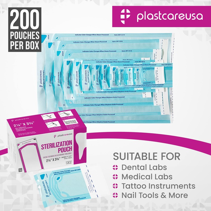 200 2.25 x 2.75 Inch Self Sealing Sterilization Autoclave Pouch