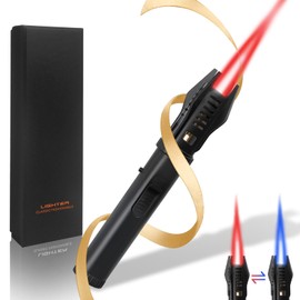 Lamsen Torch Lighter – Butane Refillable Kitchen Torch, Straight & Adjustable Flame Torch, Windproof Blow Torch, Safety Lock, for BBQ, Brulee, Cooking – Unique Lighter Gift for Fest(Gas Not Included)