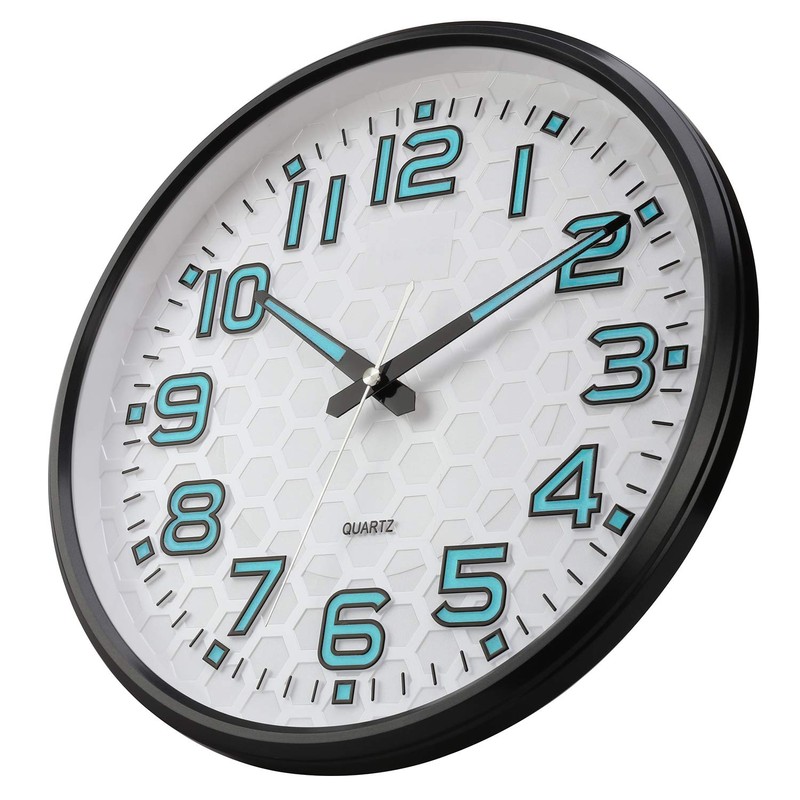 Plumeet Night Light 13'' Bedroom Wall Clocks with Silent Non-Ticking