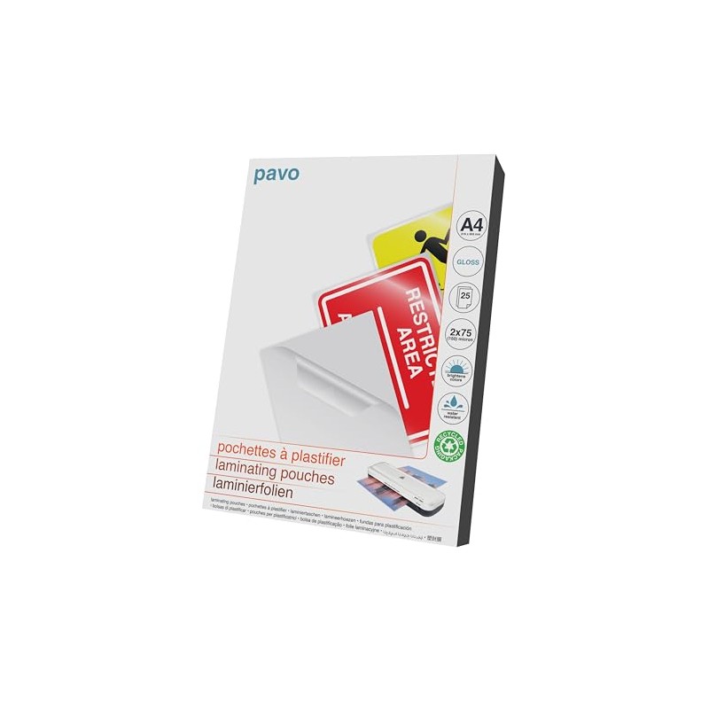 Pavo Laminating Pouches A4 150 Micron Pack of 25
