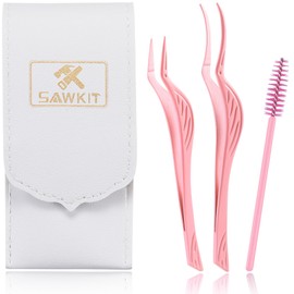 Lash tweezers 3-pcs Lash Applicator Tool Set with Eyelash Extension Tweezers, Brush – Professional Eye Lash Applicator Tools for DIY Eyelash Extensions, Cluster Lashes