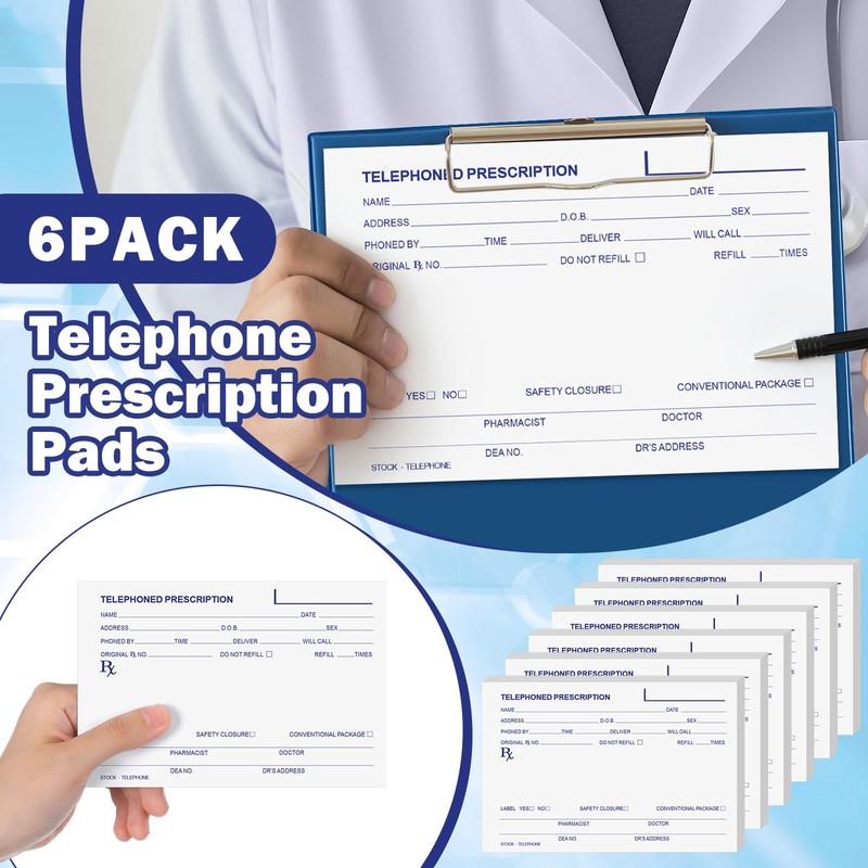 6 Pcs Telephone Prescription Pads Rx Pad Pharmacist Notepad 50