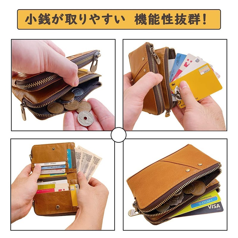 HollyRobin Men's Bi-fold Wallet, Genuine Leather, Large Capacity, Holds 15