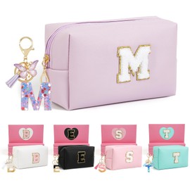 AIBFRID Birthday Gifts for Women Her,Travel Cute Makeup Bag,Large Capacity Cosmetic Bags for Women Makeup Pouch PU Leather Waterproof Cosmetic Bag (M, Purple)