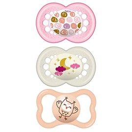 MAM - Paquete variado de chupetes, incluye 3 tipos de chupetes, la forma de pezón ayuda a promover un desarrollo oral saludable, 6-16 meses, niña, 3 unidades