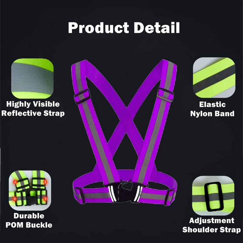 YUNLOVXEE Reflective Strap Safety Vest Gear - 2-10 Pack Adjustable