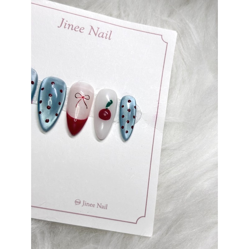 Cherry Dot Nail Tips - Stiletto / 체리 도트 네일팁