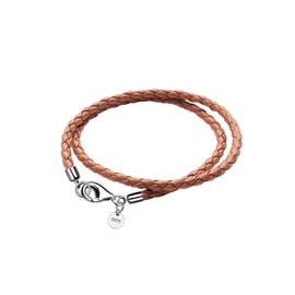 Viwind Leather Bracelet for Women Braided Leather Bracelet 34/36/38/40/42/60/63 cm 925 Silver Clasp Double Layer DIY Beads Charms, Faux Leather