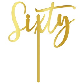 AROKIPPRY - Decoración acrílica para tartas de 60 cumpleaños, 60 cumpleaños, suministros de decoración para fiestas de cumpleaños