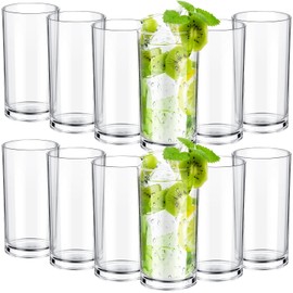 SEEWEY Plastic Drinking Glasses Tumblers Unbreakable Acrylic Glasses Drinkware Reusable Clear Cups Beer Mugs for Water Juice(16 oz, 12 Pcs)