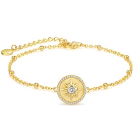 CDE Women's 925 Sterling Silver Bracelet with Sun Pendant, Gifts for Women, Girlfriend, Wife on Valentine's Day, Mother's Day, Anniversary, Birthday, Christmas, Party, Anniversary, Sterling Silver