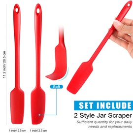 2 Pieces Long Handle Silicone Jar Spatula Non-Stick Rubber Scraper Spatula Silicone Scraper for Jars, Smoothies, Blenders Cooking Baking Stirring Mixing Tools (Red)