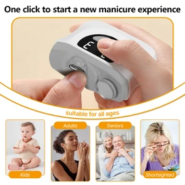 Electric Nail Clippers, 3 in 1 Automatic Cutting and Grinding + Storage of Nail Remnants, 3 Speeds Nail Trimmer with LED Light for Babies, Children, Adults and Seniors