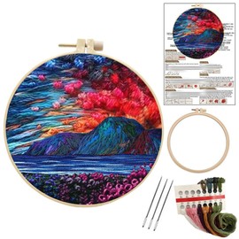 Liveish Flower Forest and Sea Mountain Embroidery Kits,Embroidery kit for Beginners Adults,Embroidery Kits for Beginners with Patterns and Instructions.(Flower Forest and Sea Mountain)