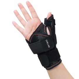 CURECARE Thumb Brace Left and Right, Reversible Thumb Splint for Day and Night Support, Breathable Thumb Brace for Arthritis, Tendonitis (Black)