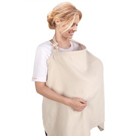 Manta para Amamantar Bebe, Manta de Lactancia Hipoalergenico Privacidad y Transpirable, Funda de Lactancia con Correas Ajustables, Manta Lactancia para Asiento de Automóvil, Silla Alta (Caqui)