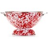 Golden Rabbit Enamelware - 5qt Larger Colander (Red Swirl)