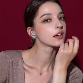 QLUYCKW Checkered Big Grid C Shape Hoop Earrings Colorful Chunky Shape Trendy Earrings Cute Candy Acrylic Resin Earrings Jewelry for Women (Heart Green)