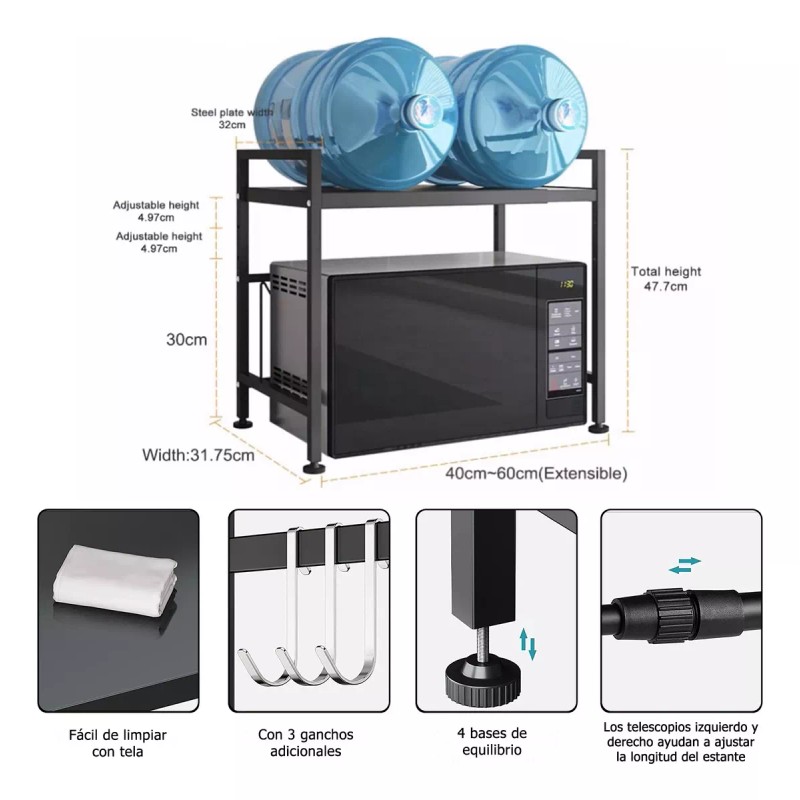 Gmdr Estante Extensible Para Horno De Microondas De 2 Niveles