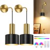 VerRon Rechargeable Battery Operated Wall Sconce Set of Two, Black