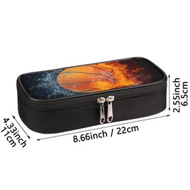 GzLeyigou Pencil Case Pen Holder Large Capacity Stationery Organizer Pencil Bag with Zipper for Boys Girls Fire Basketball Pattern Kids Pencil Pouch Storage Box for School College Office