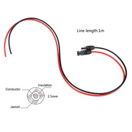Cable Fotovoltaico para Panel Solar, Par de Cables de Extensión Solar MC4 de 2.5 mm y 1M Conectores Macho y Hembra Rojo y Negro con Enchufe para de Energía Solar