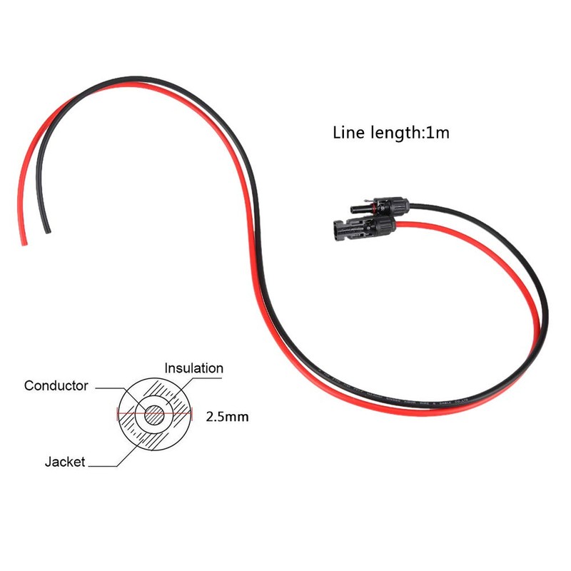 Cable Fotovoltaico para Panel Solar, Par de Cables de Extensión