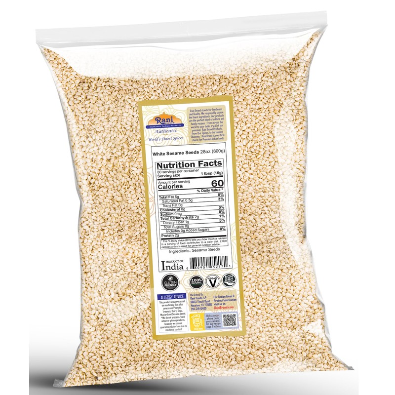 Rani Sesame Seeds Whole White, Hulled (Till) 28oz (800gm) ~
