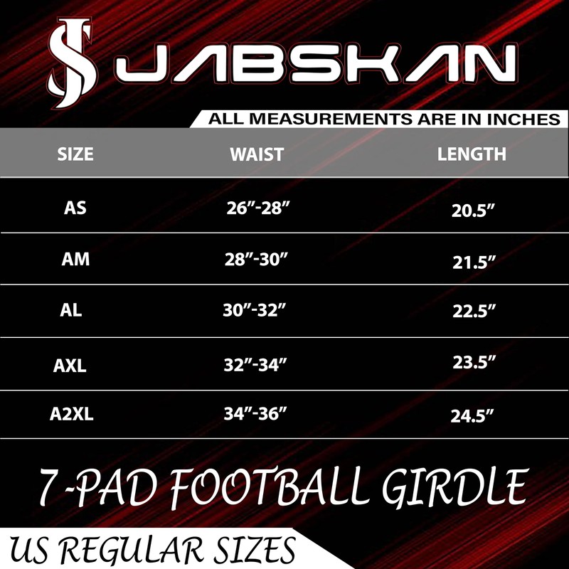 JABSKAN Adult Premium 7-pad Football Bull Rush Girdle for Ultimate