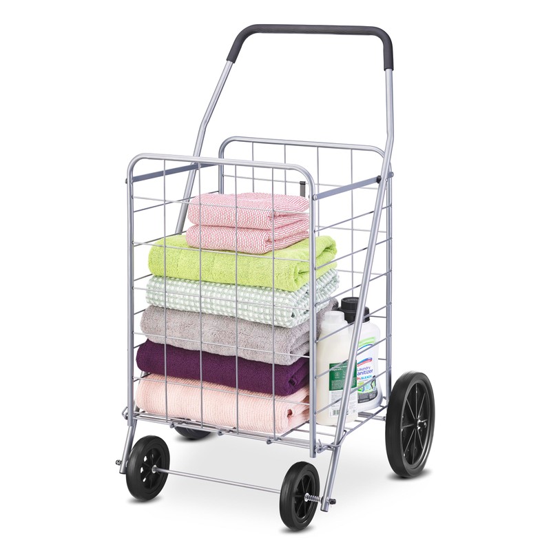 Whitmor Deluxe Utility Foldable Shopping Cart with Wheels, 100 Lb