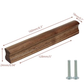 Savagrow 10pcs Walnut Wood Cabinet Solid Pulls 5" Hole Center Strip-Type Pulls