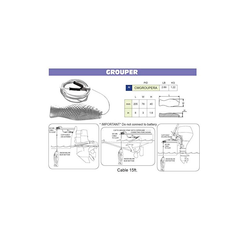 Martyr CMGROUPERA, Aluminum Alloy Grouper Hanging Aluminum Anode