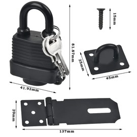 Door Latch Hasp,Door Padlock,5 Inch Shed Locks and Latches with Key,Heavy Duty Hasp and Staple Lock,Stainless Steel Door Clasp Gate Lock with Screw,Door Clasp Latch Security Hasp for Window Cabinet