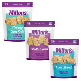 Milton’s Gluten Free Crackers Variety Bundle (Crispy Sea Salt, Multi-Grain, Everything) - Non-GMO Project Verified, Kosher, Certified Gluten Free Snack, Whole Grains In Every Bite - 4.5 Oz, Pack of 3