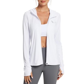 BALEAF Women's SPF Shirt Lightweight Jacket Quickly Dry Moisture Wicking Sunscreen Sun Protection with Pockets Outdoor Hiking Performance White L