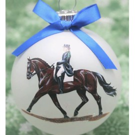 H003 Hand-made Christmas Ornament horse - bay dressage extended trot