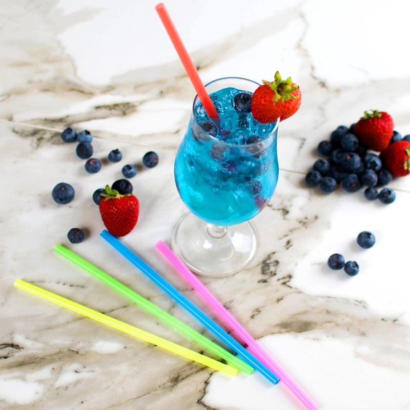 Individually Wrapped 100 Pcs Colorful Plastic Straws, Disposable Drinking Straws,