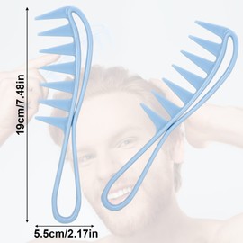 Fuyamp 2 Packs Wide Tooth Shark Combs, Salon Large Teeth Shark Combs Curly Hair Salon Barber Comb, Afro Comb Curl Comb Hairstyle Comb Salon Hairdressing Comb for Hair Styling Tool (Blue+Black)